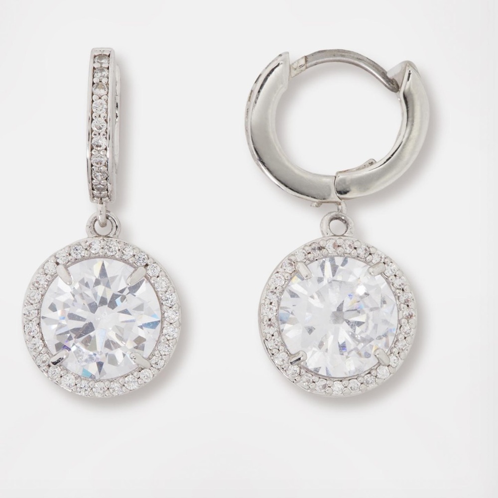 Kate Spade Something Sparkly Silver Spade Huggies NWT